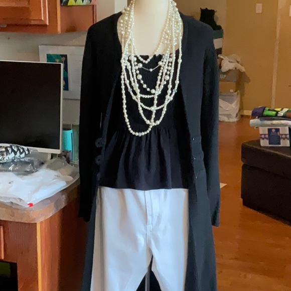 M.S.S.P. Max Studio Long Black Cardigan XS, Preowned - Picture 4 of 16